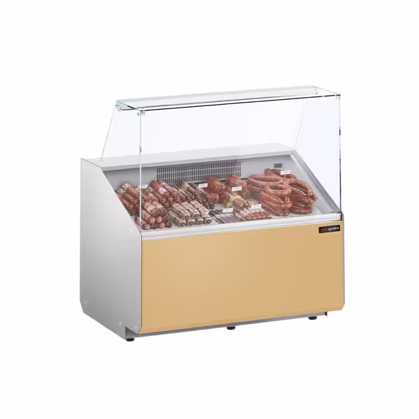 Banco gastronomia professionale - 944x979mm - 200 L - Vetro dritto - Colore Dunkelgrau - Pannello frontale Beige