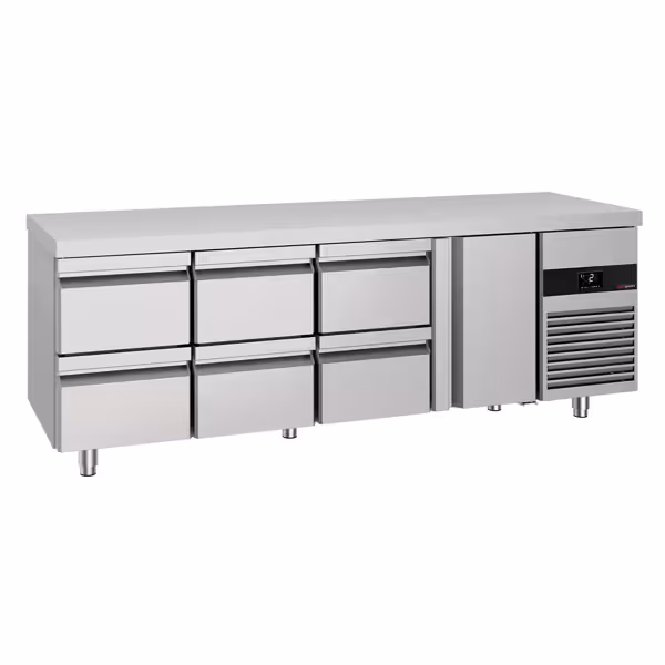 Commercial Counter Fridge PREMIUM - 2330x700mm - with 1 door - 6 drawers - capacity 632 litres