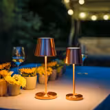 (4 pz) Lampada da tavolo LED ricaricabile - MERLE MINI - dimmerabile a 3 livelli - IP54 - per interno/esterno - Ø 90mm - Rame