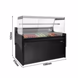 Koeltoonbank - 1580x975mm - 140 liter - kleur zwart - achterzijde 2 schuifdeuren - rechte ruit - marmeren werkblad