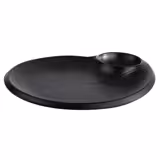 (6 pcs) NERO | Platter - Melamine - 240x200mm - with 40ml dip bowl - Black