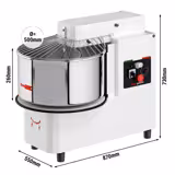 Spiral Hamur Yoğurma Makinesi - 53L / 44kg - Çift devirli - Kazan çıkarılabilir - Zaman ayarlı - 380V Trifaze - Sert hamurlar için