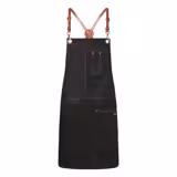 (6 pieces) KARLOWSKY | Urban Cross-Back Bib Apron – black - leather straps - 68×80 cm