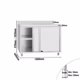 Table armoire en acier inoxydable Flex ECO - 1000x600mm - avec portes coulissantes - avec dosseret