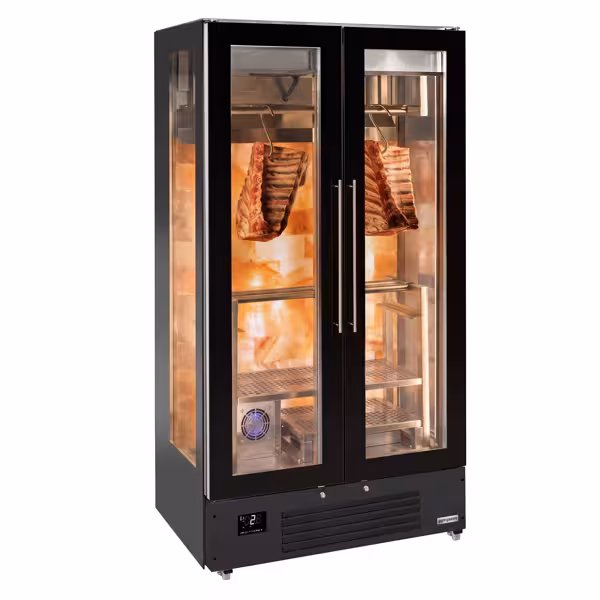 Dry Aging Fleischreifeschrank - 1000mm - 2 Glastüren - Schwarz