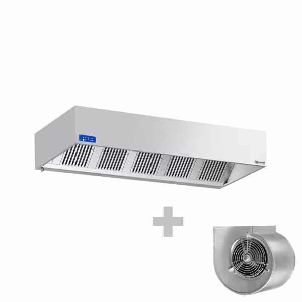 Afzuigkap doosmodel met ingebouwde motor - 2600mm - met toerentalregelaar, labyrintfilters & verlichting