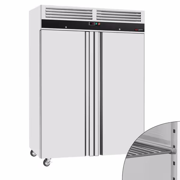 Vrieskast RVS ECO - GN 1/1 - GN 2/1 - 1480mm - 960liter - tot -22°C tot -18°C - met 2 deuren - geforceerde koeling, automatische ontdooiing & slot - Zwart