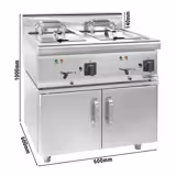 Friteuza electrica - 10 + 10 litri (18 kW) - incl. suport cu 2 usi
