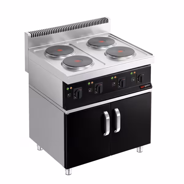 Ηλεκτρική κουζίνα - 9,2 kW - 4 Στρογγυλές Εστίες - συμπ. ερμάριο βάσης με 2 πόρτες