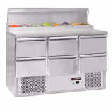 Mesa saladette de preparación ECO - 1368x700mm - con 6 cajones - para 8x GN 1/6