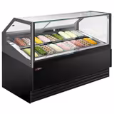 Ice Cream Serve Over Counter | THEO - 1736mm - Ventilated cooling - with LED lighting - for 18 x 5 litres Napoli pans - Black