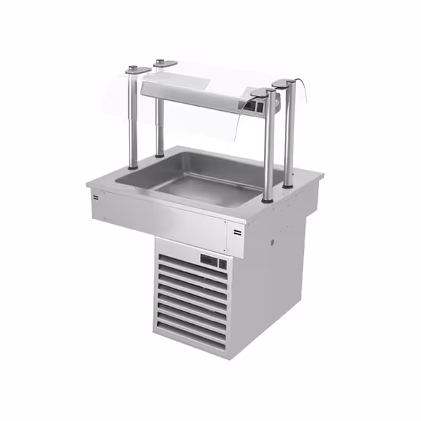 Ankastre Soğuk Havuz - 810mm - +2/+8°C - 2x GN 1/1 - 190W - cam üst koruma ile