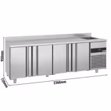 Koelwerkbank PREMIUM - 2360x700mm - met 4 deuren, 1 spoelbak rechts & achterwand