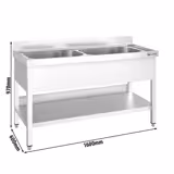 Topfspültisch PREMIUM - 1600x600mm - mit 2 Becken