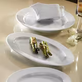 (12 pz) Pera Bianco - Piatto ovale - Porcellana - 350x350mm - Bianco