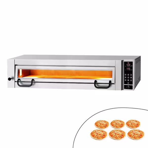 Elektrische pizzaoven (chamotte bakvloer) - 1462x1010x400mm - 1 kamer - 1x6 pizza’s Ø34cm - tot 450°C - Touch
