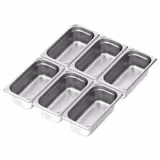 (6 pezzi) Contenitori in acciaio inox GN 1/3 - perforati - altezza: 100mm