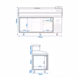 Pizzakylbänk Premium PLUS – 1980x700 mm – med 2 dörrar & 2 lådor – inkl. kyltopp-vitrin – plats för 9x GN 1/4