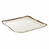 (6 pcs) STONE ART | Plate - Melamine - 330x325mm - White/Brown