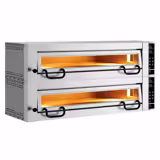 Elektrisk pizzaugn (el-däck/box) - med chamottesten - 1112x1030 mm - 8+8 x Ø 34 cm - 2‑däck - upp till 450 °C - Digital