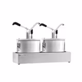 Kastikeannostelija - Ruostumaton teräs - 2 pumppua - 2x 4 l - 400x203x350 mm - einstellbarer Dosierung - säiliöllä - sis. teräskehikon