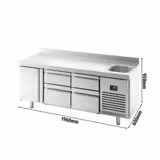 Masă frigorifică PREMIUM PLUS - 1960x600 mm - 385 L - cu 1 uși - cu 4 sertare - bordură - blat lucru