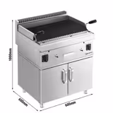 Grill à pierre de lave à gaz – 10,6 kW – grille inclinable – incl. soubassement avec 2 portes