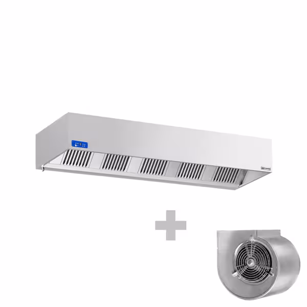 Commercial Wall-Mounted Extractor Hood with Motor – 2800mm – with Speed Controller, Baffle Filters & Lighting