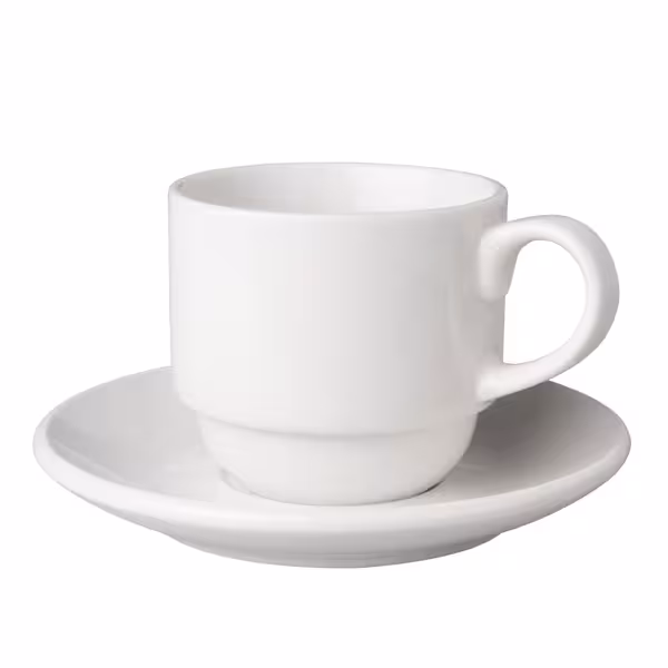 (24 pcs) BUDGETLINE | Coffee Cup Mammoet - 200ml - White - with Saucer