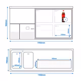 Biertheke PREMIUM - 1950x700mm - 4 Glasschubladen