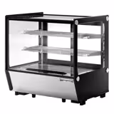 Tafelmodel koelvitrine - 120 liter - 702mm - Dubbele beglazing - hoekig - met 2 glazen planken - schuifdeuren achter