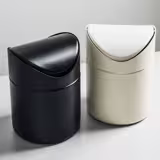 (6 pcs) Table top bin - Swing bin - 1.2L - 120x120x170mm - with removable swing lid; bayonet closure - Black - Stainless steel