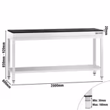 Stół roboczy centralny ze stali nierdzewnej PREMIUM - 2000x800mm - z półką - z blatem granitowym