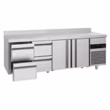 Kühltisch PREMIUM - 2330x700mm - mit 2 Türen - 4 Schubladen - mit Aufkantung