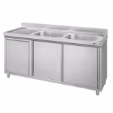 Meuble évier ECO - 1600 x 600 mm - avec poubelle & 2 bacs à droite