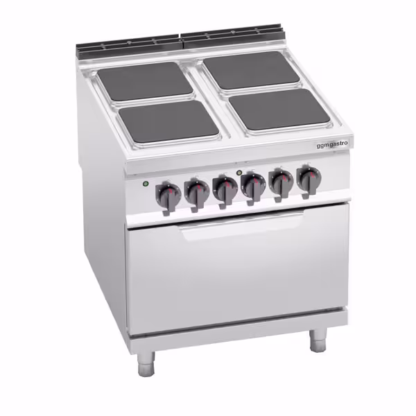 Elektrisch fornuis - Lorenzo 900 - 800x900mm - 14,0 kW - 4 platen - incl. elektrische statische oven - 7,5 kW