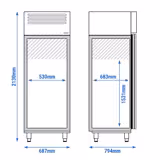 Kühlschrank Edelstahl Premium PLUS - GN 2/1 - 560 Liter - mit 1 Tür