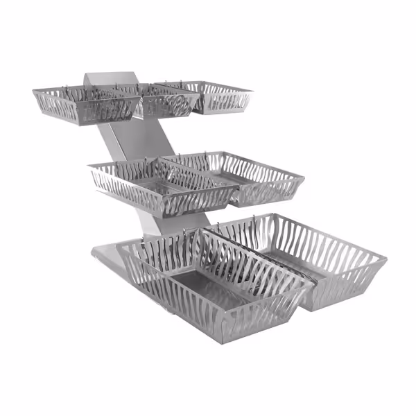 Espositore cesti pane da buffet - Acciaio inox - Rettangolare - 470x505mm - Altezza: 460mm - incl. 7 cestelli
