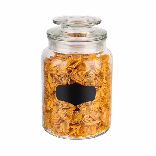 (6 pcs) Tumbler - NOTE - 1 l - Clear - incl. glass lid with seal & labelling area