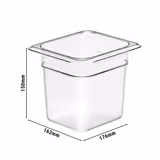 (6 st) CAMBRO | CAMWEAR® - Polykarbonat GN-behållare 1/6 - klar - djup 150 mm