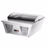 Vetrina gelato da banco - 867mm - Refrigerazione statica - con Illuminazione LED - per 4x Vasca da gelato da 5 Litri - Vetro curvo - Apertura coperchio lato lato operatore