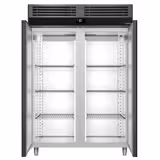 Armadio congelatore in acciaio inox PREMIUM - GN 2/1 - 1400L - fino a -20°C - con 2 porte in vetro - ventilato; LED; sbrinamento automatico - Anthrazit