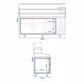 Pizza Hazırlık Tezgahı Premium PLUS - 1980x700mm -6 Çekmeceli - Soğutmalı vitrin dahil- 9x GN 1/4