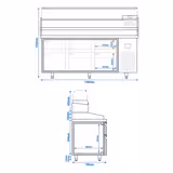 Pizzakühltisch Premium PLUS - 1980x700mm - mit 6 Schubladen - inkl. Kühlaufsatzvitrine - 9x GN 1/4
