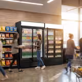 Vetrina frigo per bibite - 1295mm - 880l - display digitale - con 2 porte in vetro & illuminazione LED - Nero