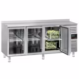 Koelwerkbank ECO - 1795x700mm - 3 glazen deuren - met spatrand - digitale thermostaat - 417 liter