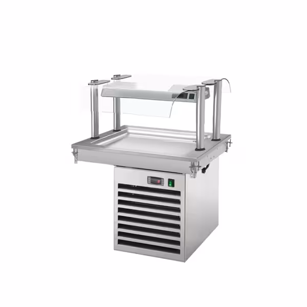 Drop-In Cold Plate - 800mm - +2 to +8°C - 2x GN 1/1 - 350W - with glass sneeze guard