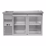 Comptoir de bar réfrigéré Premium PLUS - 1550x700mm - 2 portes vitrées