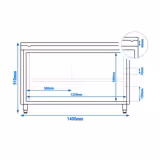 Tavolo armadiato in acciaio inox PREMIUM - 1400x600 mm - con anta scorrevole senza alzatina, inclusa tagliere	