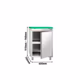 Edelstahl Arbeitsschrank PREMIUM - 600x700mm - mit Flügeltür - inkl. Schneideplatte Grün